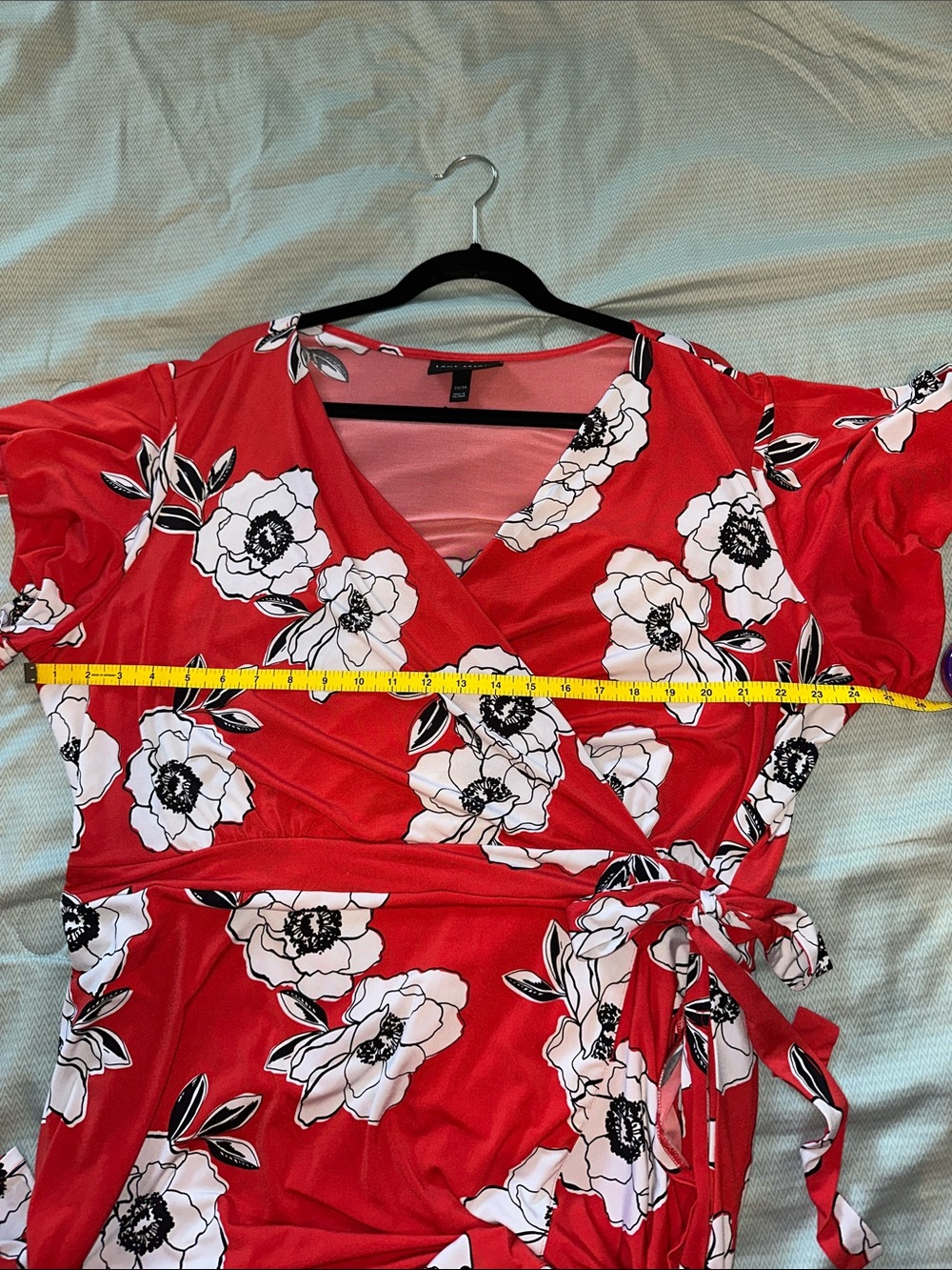 Lane Bryant Red Floral Wrap Midi Dress - Picture 7 of 7